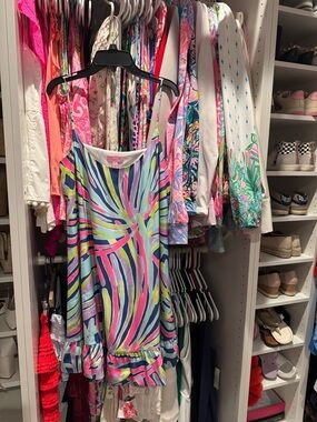 Lilly Pulitzer Navy, Pink & Lime Abstract Stripe Dress